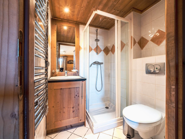 Salle d'eau principale avec sa douche à l'italienne.